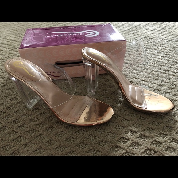 double strap clear heels